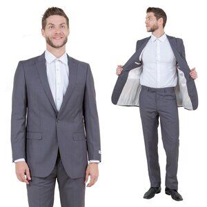 Mens 2-Piece Pick Stitch Suit, Slim-Fit Grey